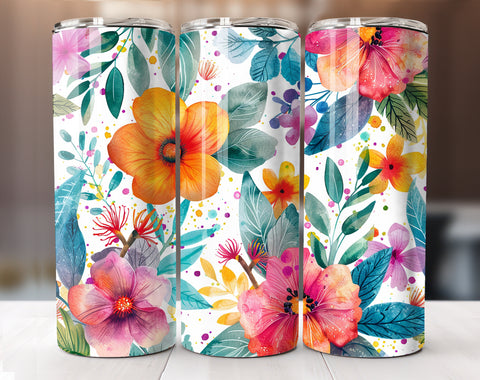 Flower Tumbler Wrap, 20oz Skinny Floral Tumbler PNG