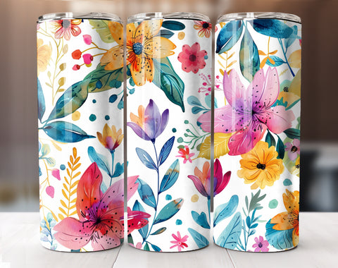 Flower Tumbler Wrap, 20oz Skinny Floral Tumbler PNG