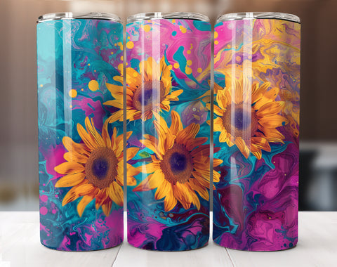 Alcohol Ink Sunflower 20 Oz Tumbler Wrap