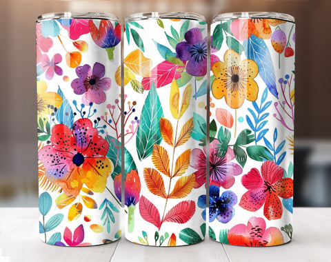 Flower Tumbler Wrap, 20oz Skinny Floral Tumbler PNG