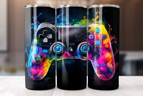 Gamer 20 Oz Tumbler Wrap, 3D Game Controller Tumbler Wrap