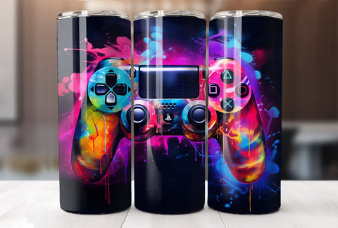 Gamer 20 Oz Tumbler Wrap, 3D Game Controller Tumbler Wrap