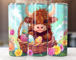 Cute Easter Highland Cow Tumbler Wrap