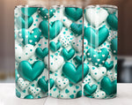 Blue Green Valentine's Day 20 Oz Tumbler Wrap