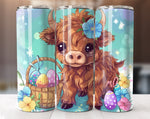 Cute Easter Highland Cow Tumbler Wrap