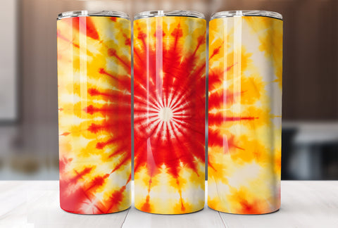 Red and Yellow Tie Dye 20 Oz Skinny Tumbler Sublimation Wrap