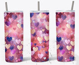 Heart Glitter Tumbler Wrap, 20 Oz Skinny Tumbler Sublimation Design