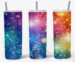 Rainbow Glitter Tumbler Wrap, 20 Oz Skinny Tumbler Sublimation Design