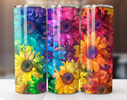 Alcohol Ink Sunflower 20 Oz Tumbler Wrap