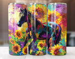 Alcohol Ink Sunflower Horse 20 Oz Tumbler Wrap