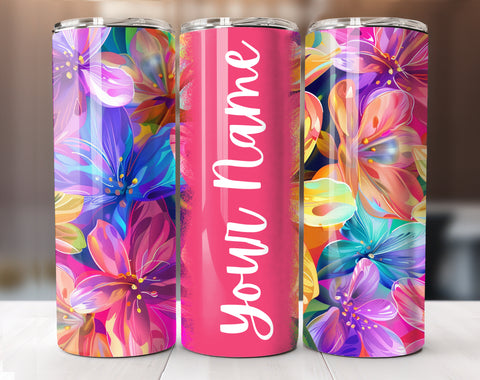 Add Your Own Text Floral Tumbler Wrap