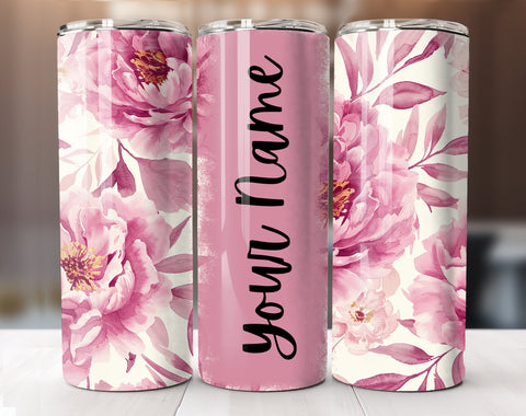 Add Your Own Text Floral Tumbler Wrap