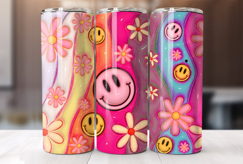 3D Inflated Retro Tumbler Wrap PNG