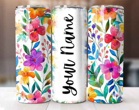 Add Your Own Text Floral Tumbler Wrap