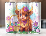 Cute Easter Highland Cow Tumbler Wrap