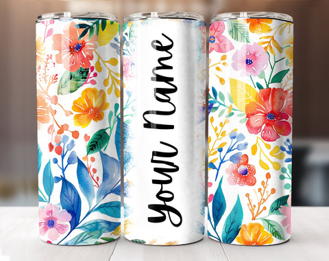 Add Your Own Text Floral Tumbler Wrap