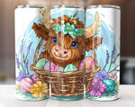 Easter Highland Cow 20 Oz Tumbler Wrap