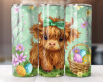 Cute Easter Highland Cow Tumbler Wrap