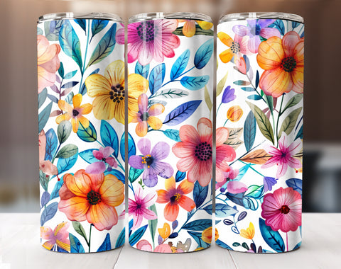 Flower Tumbler Wrap, 20oz Skinny Floral Tumbler PNG