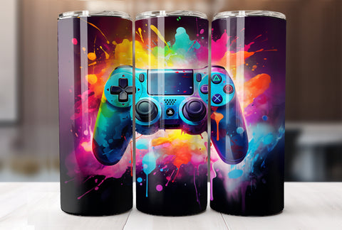 Gamer 20 Oz Tumbler Wrap, 3D Game Controller Tumbler Wrap