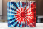 Blue and Red Tie Dye 20 Oz Skinny Tumbler Sublimation Wrap