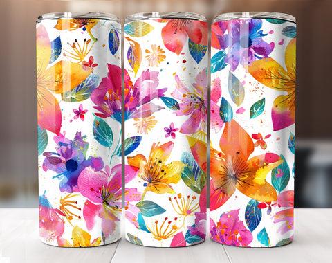 Flower Tumbler Wrap, 20oz Skinny Floral Tumbler PNG