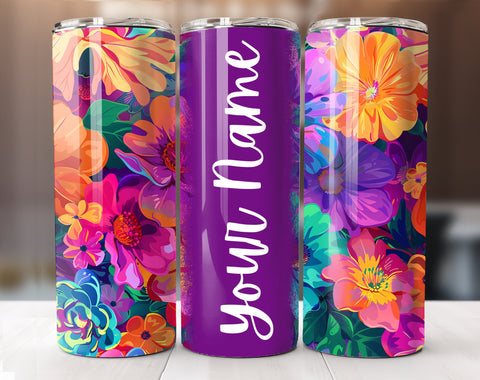 Add Your Own Text Floral Tumbler Wrap