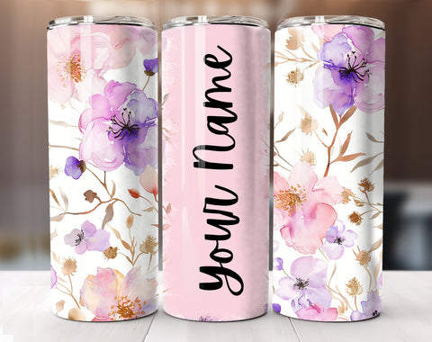 Add Your Own Text Floral Tumbler Wrap