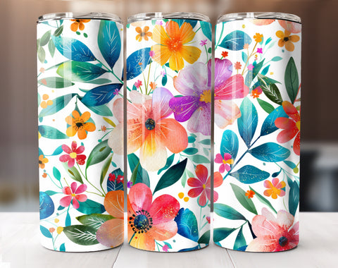 Flower Tumbler Wrap, 20oz Skinny Floral Tumbler PNG