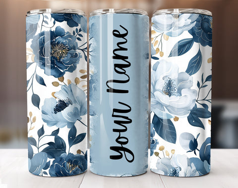 Add Your Own Text Floral Tumbler Wrap