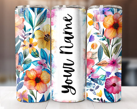 Add Your Own Text Floral Tumbler Wrap