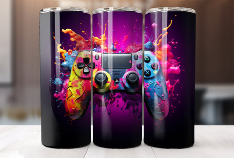 Gamer 20 Oz Tumbler Wrap, 3D Game Controller Tumbler Wrap