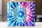 Blue and Purple Tie Dye 20 Oz Skinny Tumbler Sublimation Wrap