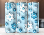 Blue Inflated Floral Tumbler Wrap