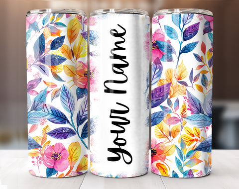 Add Your Own Text Floral Tumbler Wrap