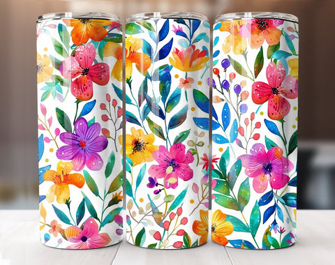 Flower Tumbler Wrap, 20oz Skinny Floral Tumbler PNG