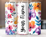 Add Your Own Text Floral Tumbler Wrap