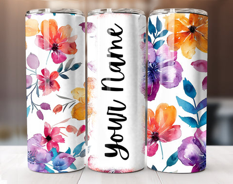 Add Your Own Text Floral Tumbler Wrap