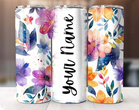 Add Your Own Text Floral Tumbler Wrap