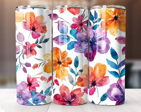 Flower Tumbler Wrap, 20oz Skinny Floral Tumbler PNG