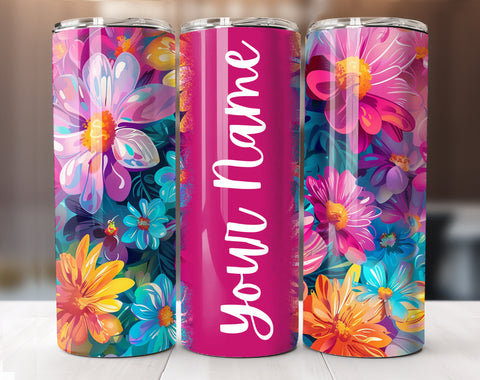 Add Your Own Text Floral Tumbler Wrap