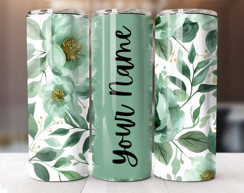 Add Your Own Text Floral Tumbler Wrap