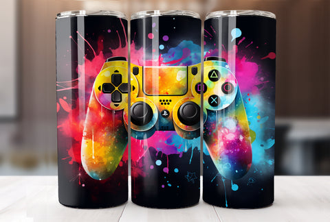 Gamer 20 Oz Tumbler Wrap, 3D Game Controller Tumbler Wrap