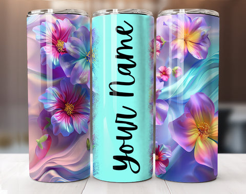 Add Your Own Text Floral Tumbler Wrap