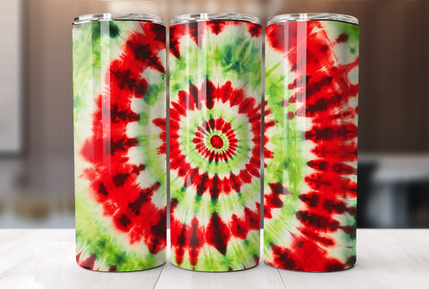 Red and Green Tie Dye 20 Oz Skinny Tumbler Sublimation Wrap