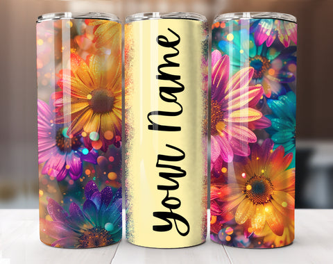 Add Your Own Text Floral Tumbler Wrap