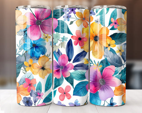 Flower Tumbler Wrap, 20oz Skinny Floral Tumbler PNG