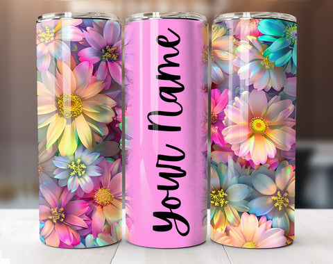 Add Your Own Text Floral Tumbler Wrap