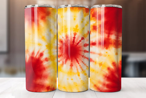 Red and Yellow Tie Dye 20 Oz Skinny Tumbler Sublimation Wrap