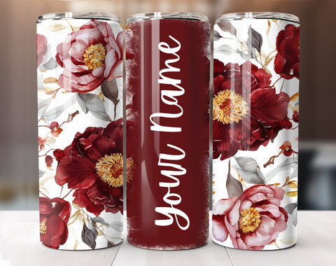 Add Your Own Text Floral Tumbler Wrap